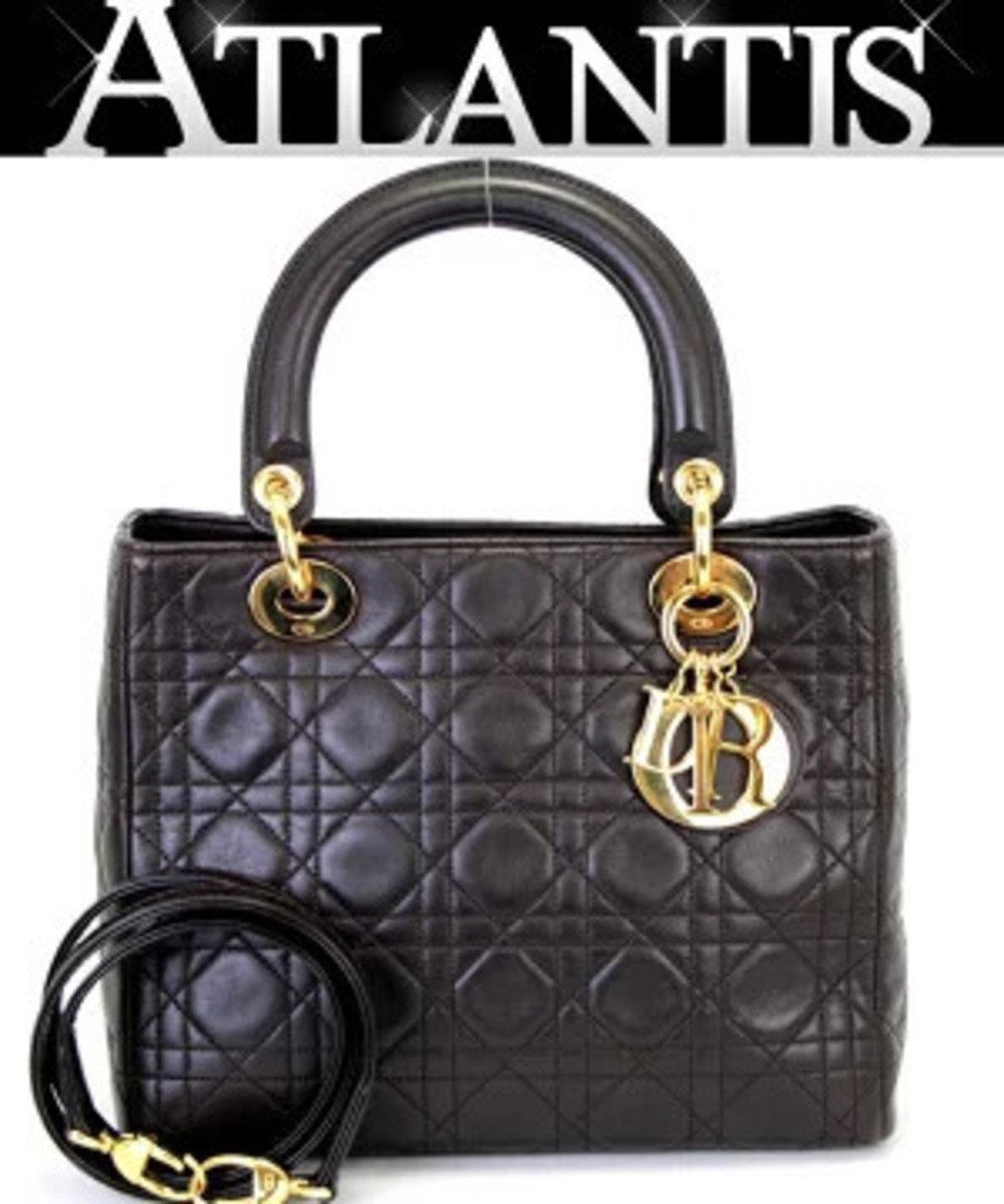 Christian Dior Lady Cannage Bag Leather Dark Brown
